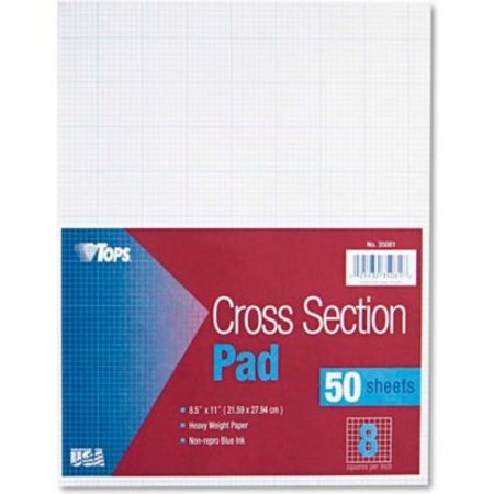 TOPS BUSINESS FORMS Cross Section Pad, 8-1/2 x 11, 8 Squares/Inch, 20-lb., 50 Sheets/Pad TOP35081***